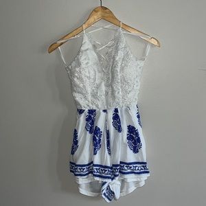 Love Culture White and Blue Mini Dress
